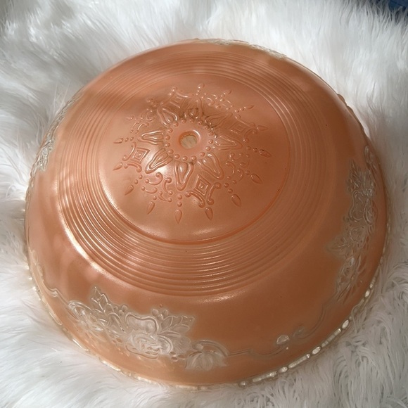 Vintage Art Deco Pink Frosted Glass Light Fixture Cover Floral - Picture 4 of 6